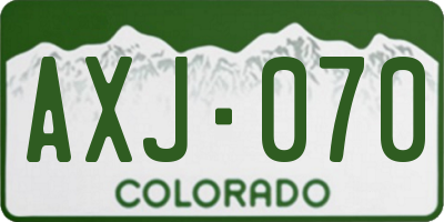 CO license plate AXJ070