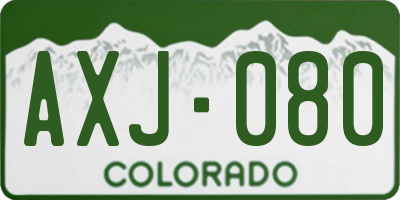 CO license plate AXJ080