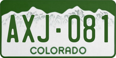 CO license plate AXJ081