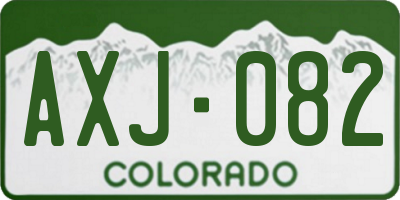 CO license plate AXJ082