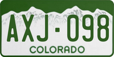 CO license plate AXJ098
