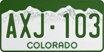 CO license plate AXJ103