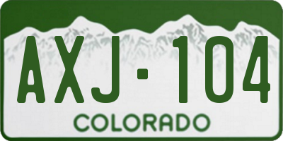 CO license plate AXJ104