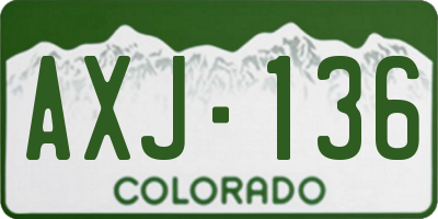CO license plate AXJ136