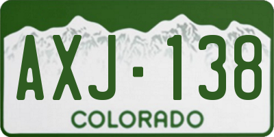 CO license plate AXJ138