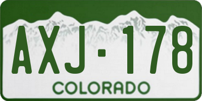 CO license plate AXJ178