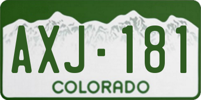 CO license plate AXJ181