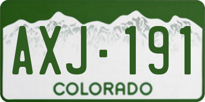 CO license plate AXJ191