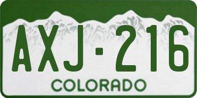 CO license plate AXJ216