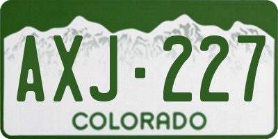 CO license plate AXJ227