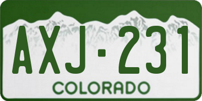 CO license plate AXJ231