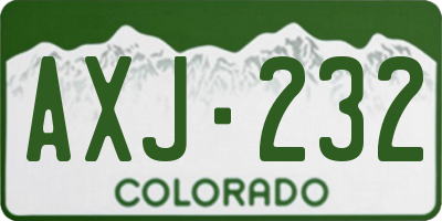 CO license plate AXJ232