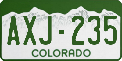 CO license plate AXJ235