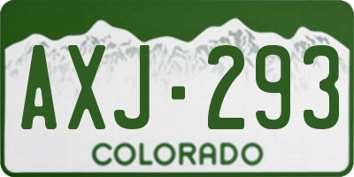 CO license plate AXJ293