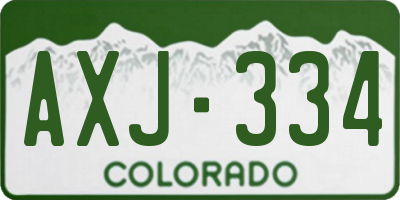 CO license plate AXJ334