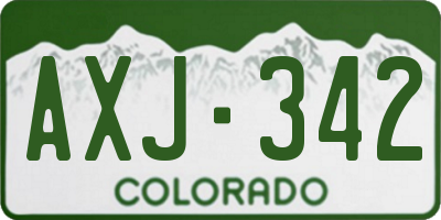 CO license plate AXJ342