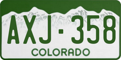 CO license plate AXJ358