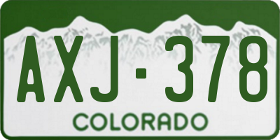 CO license plate AXJ378