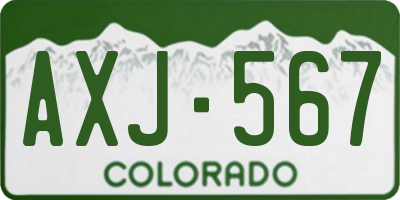 CO license plate AXJ567