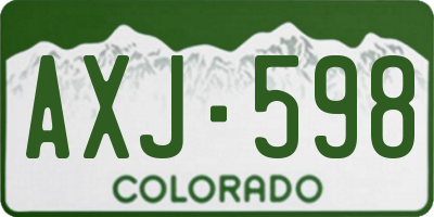 CO license plate AXJ598