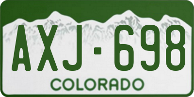 CO license plate AXJ698