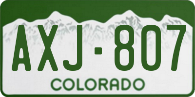CO license plate AXJ807