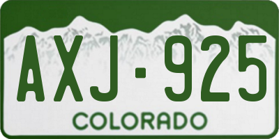 CO license plate AXJ925