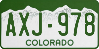 CO license plate AXJ978