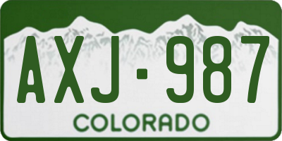 CO license plate AXJ987