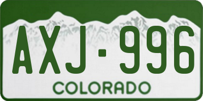 CO license plate AXJ996
