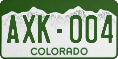 CO license plate AXK004