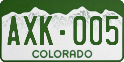 CO license plate AXK005