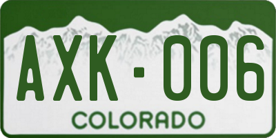 CO license plate AXK006