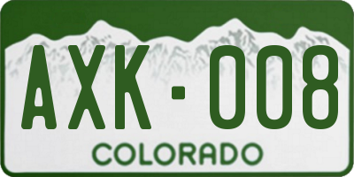 CO license plate AXK008