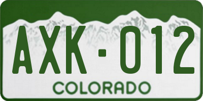 CO license plate AXK012