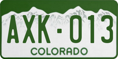 CO license plate AXK013