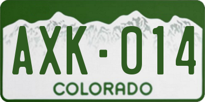 CO license plate AXK014
