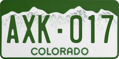 CO license plate AXK017