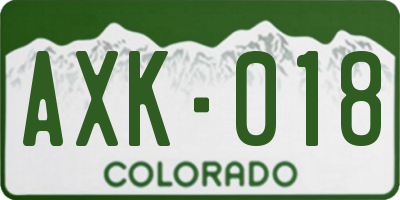 CO license plate AXK018