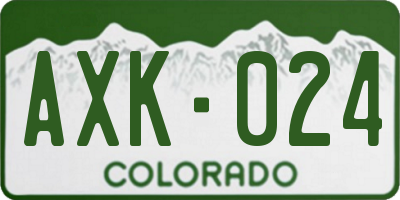 CO license plate AXK024