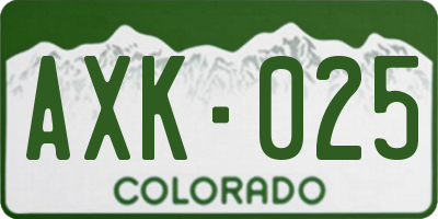 CO license plate AXK025
