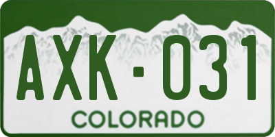 CO license plate AXK031