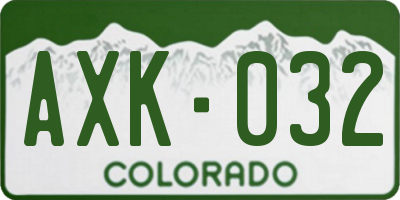 CO license plate AXK032