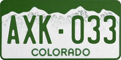 CO license plate AXK033