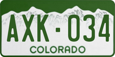 CO license plate AXK034
