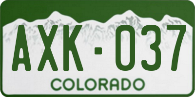 CO license plate AXK037