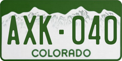 CO license plate AXK040