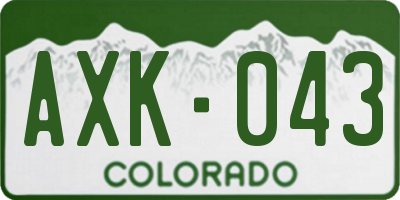 CO license plate AXK043