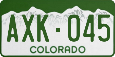 CO license plate AXK045