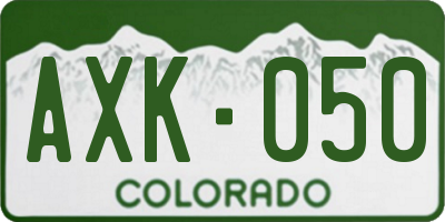 CO license plate AXK050